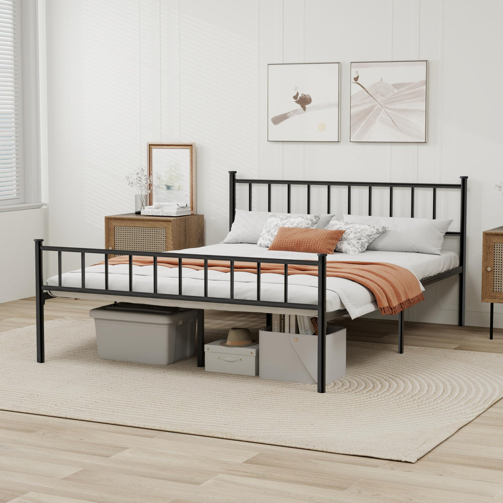 Black Full Size Metal Platform Bed Frame N7019
