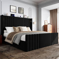 Queen Size Platform Bed Frame with Reading Lights Y387867