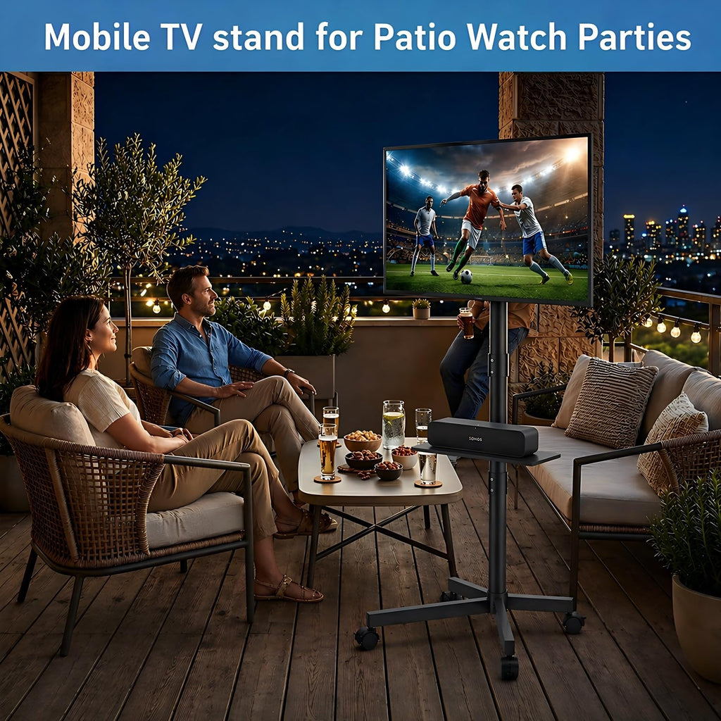Rolling TV Stand for 14-55 Inch TV, Mobile TV Cart on Wheels, Max VESA 400x400mm, Holds 66 lbs P5756