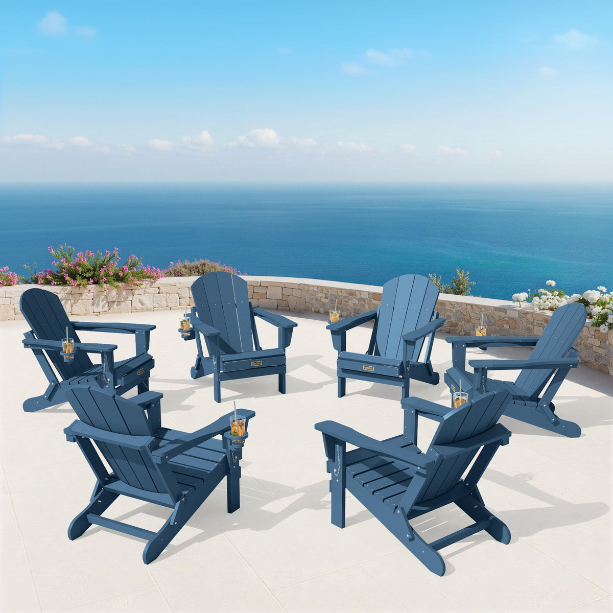 Folding Adirondack Chair Set of 2 with Cup Holder G721540