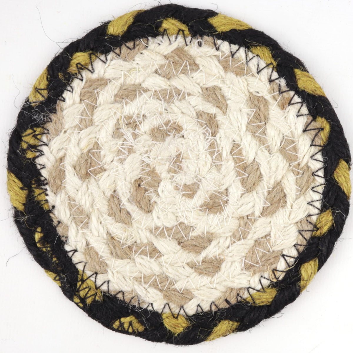 Braided Jute Coasters with Black Bear Design, Set of 2 W737