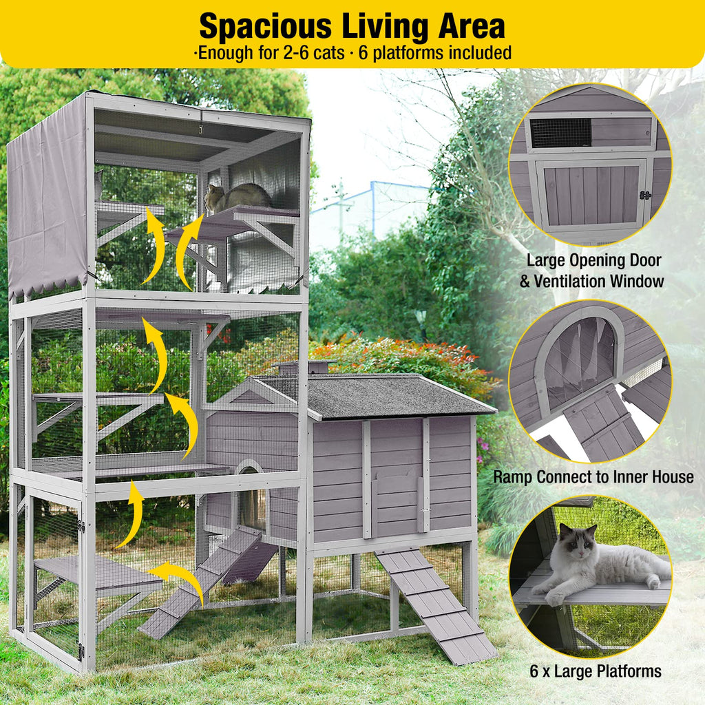 Large Outdoor Cat Enclosure with Platforms F215353