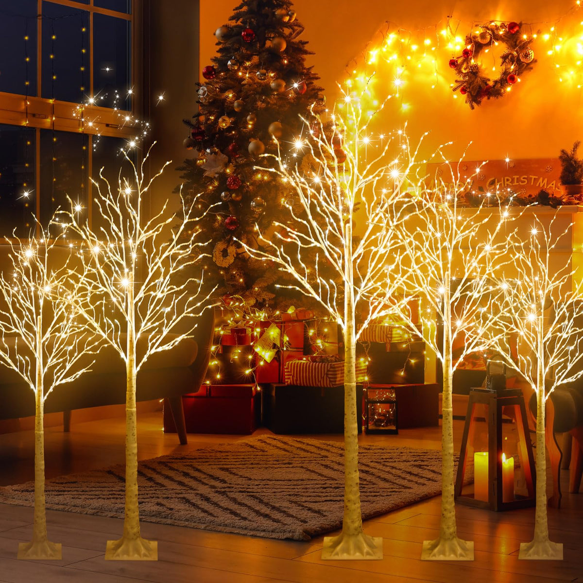6 Pcs Lighted Birch Tree Y287569