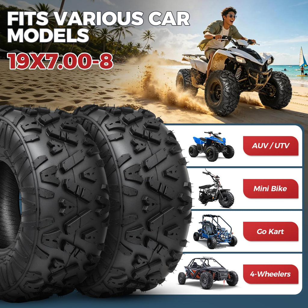 19x7-8 4-Ply All Terrain ATV/UTV Tires Set of 2 Q832075