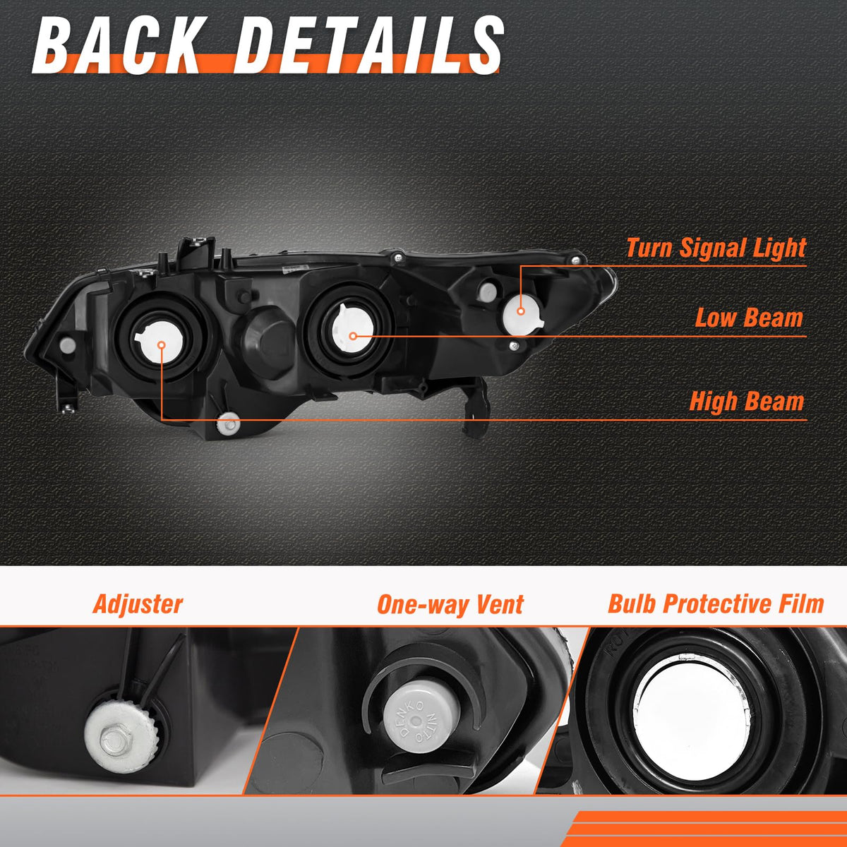 Black 2 Door Headlights Pair Y18404