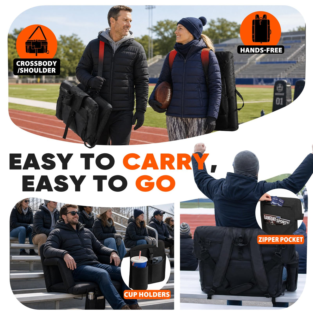 25" Extra Wide Stadium Seats with Back Support F80602