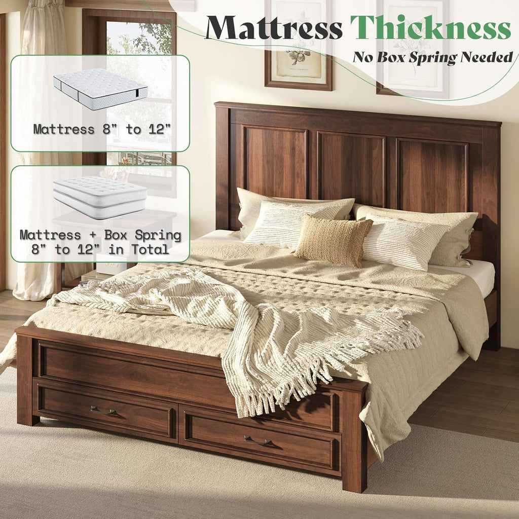 52.2" Full Size Farmhouse Bed Frame with Headboard P682886