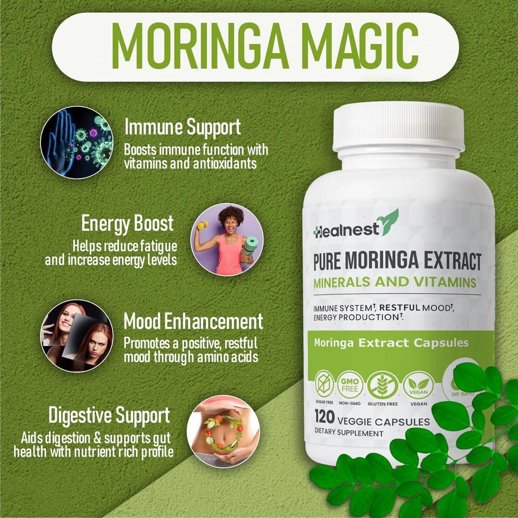Moringa Extract Capsules 20:1 120 Capsules Vegan F3950