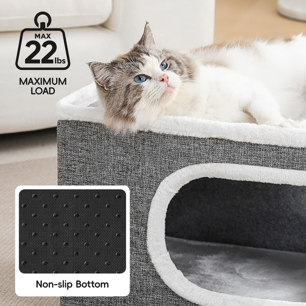 Large Covered Cat Bed Cave, Grey, 16in O96802