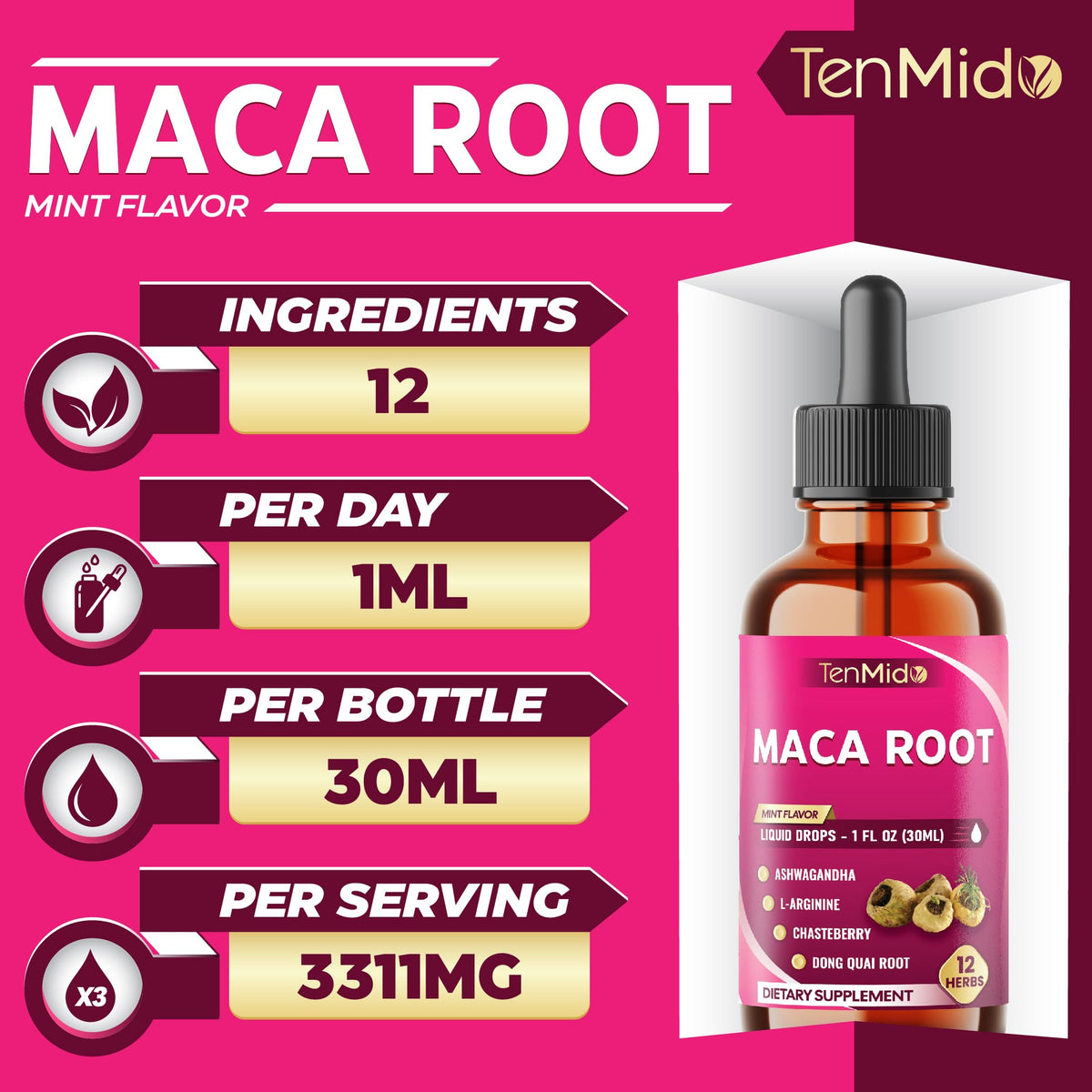 Maca Root Liquid Drops with Ashwagandha 1 Fl Oz Z46476