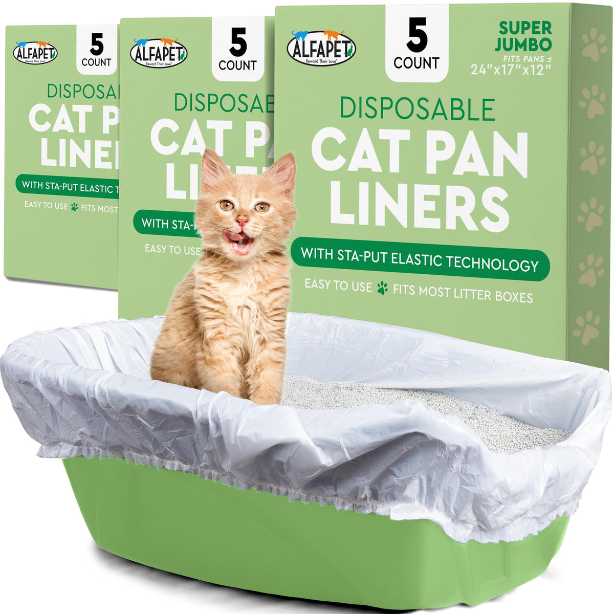 Super Jumbo 15Count Tear-Resistant Waterproof Cat Litter Box Liners S1593