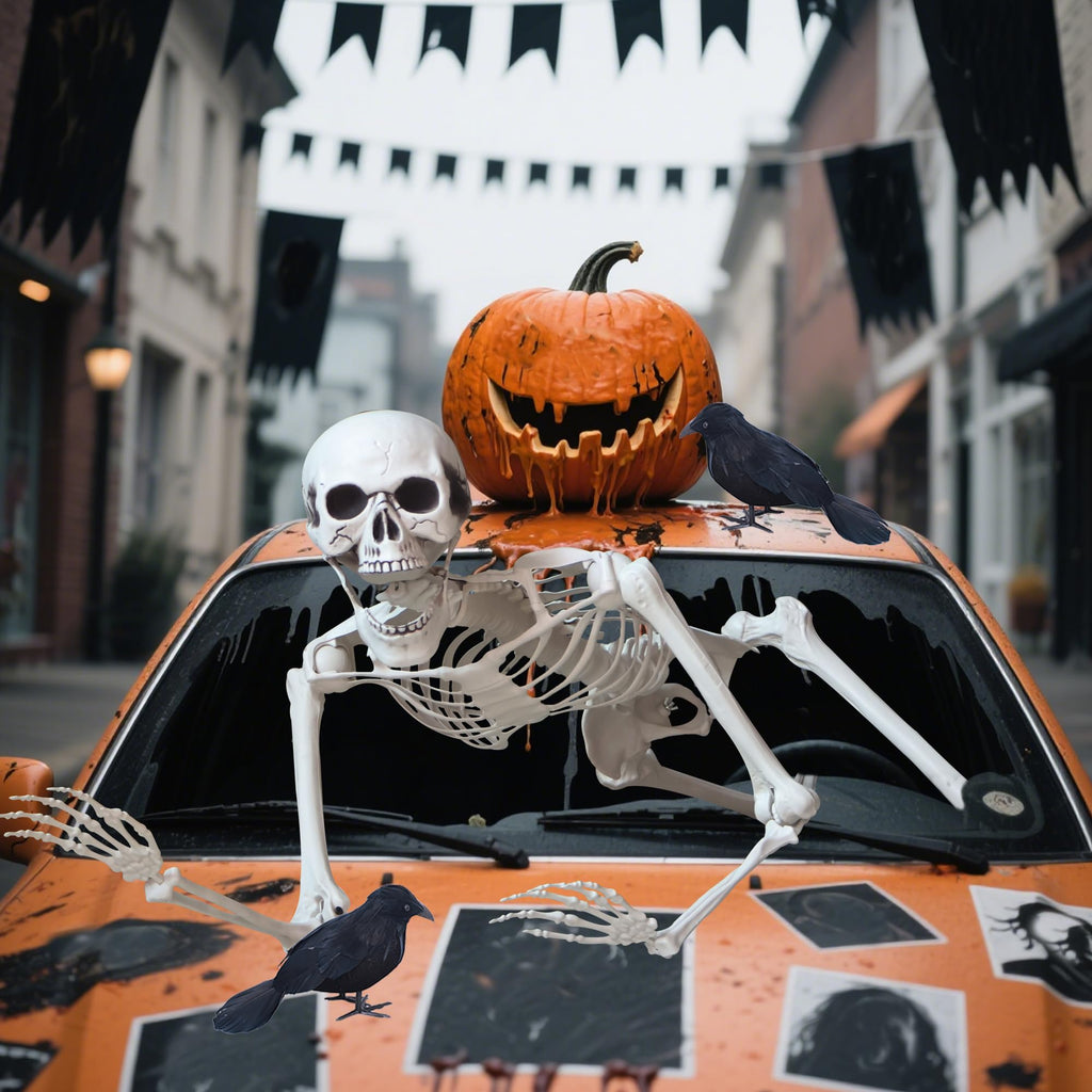 5.4ft/165cm Halloween Skeleton with Crows Movable Joints N84293