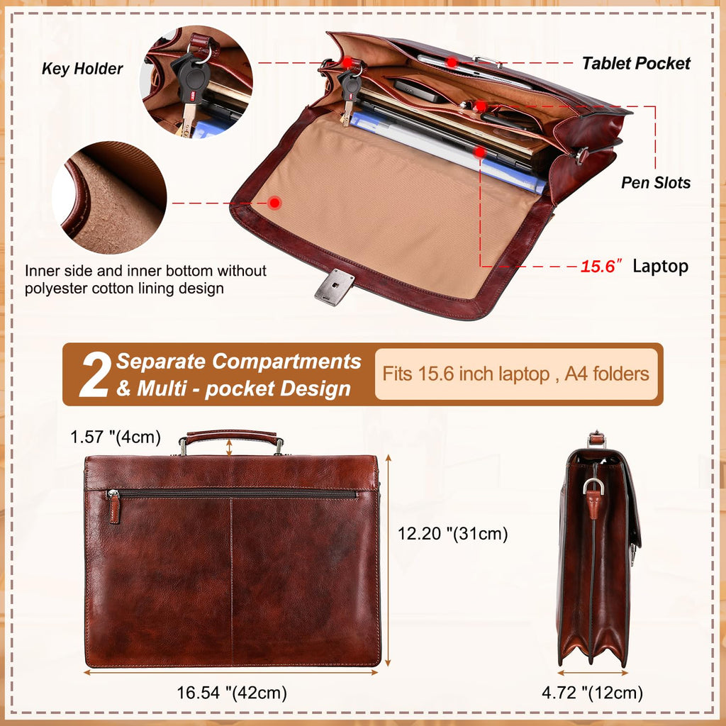 Full Grain Leather Briefcase Y597