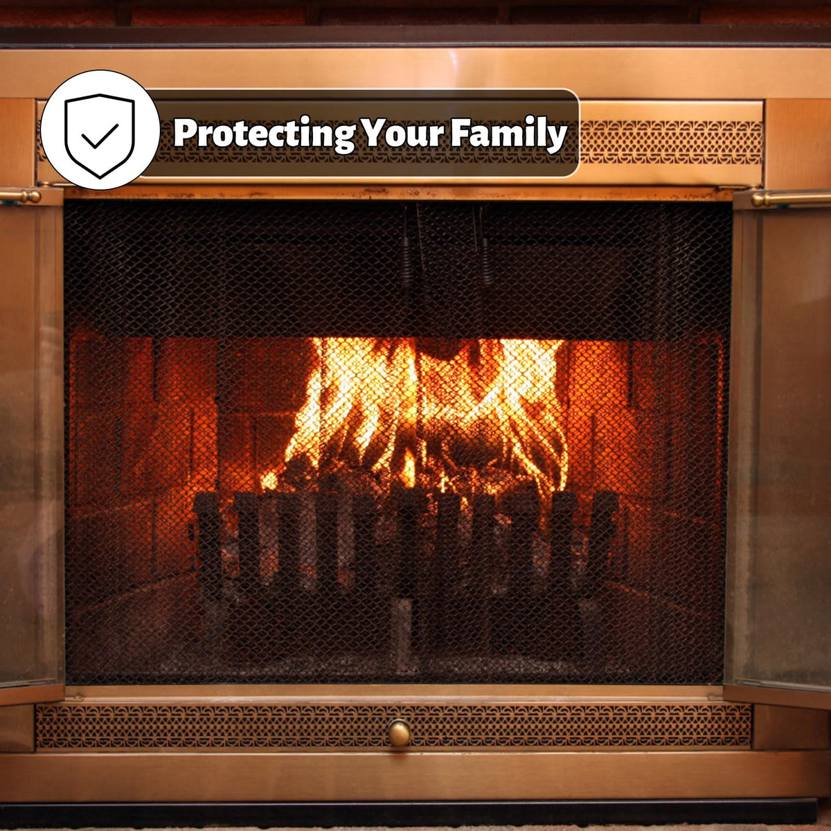 2 Pack Black Metal Fireplace Mesh Screen Curtain T1137