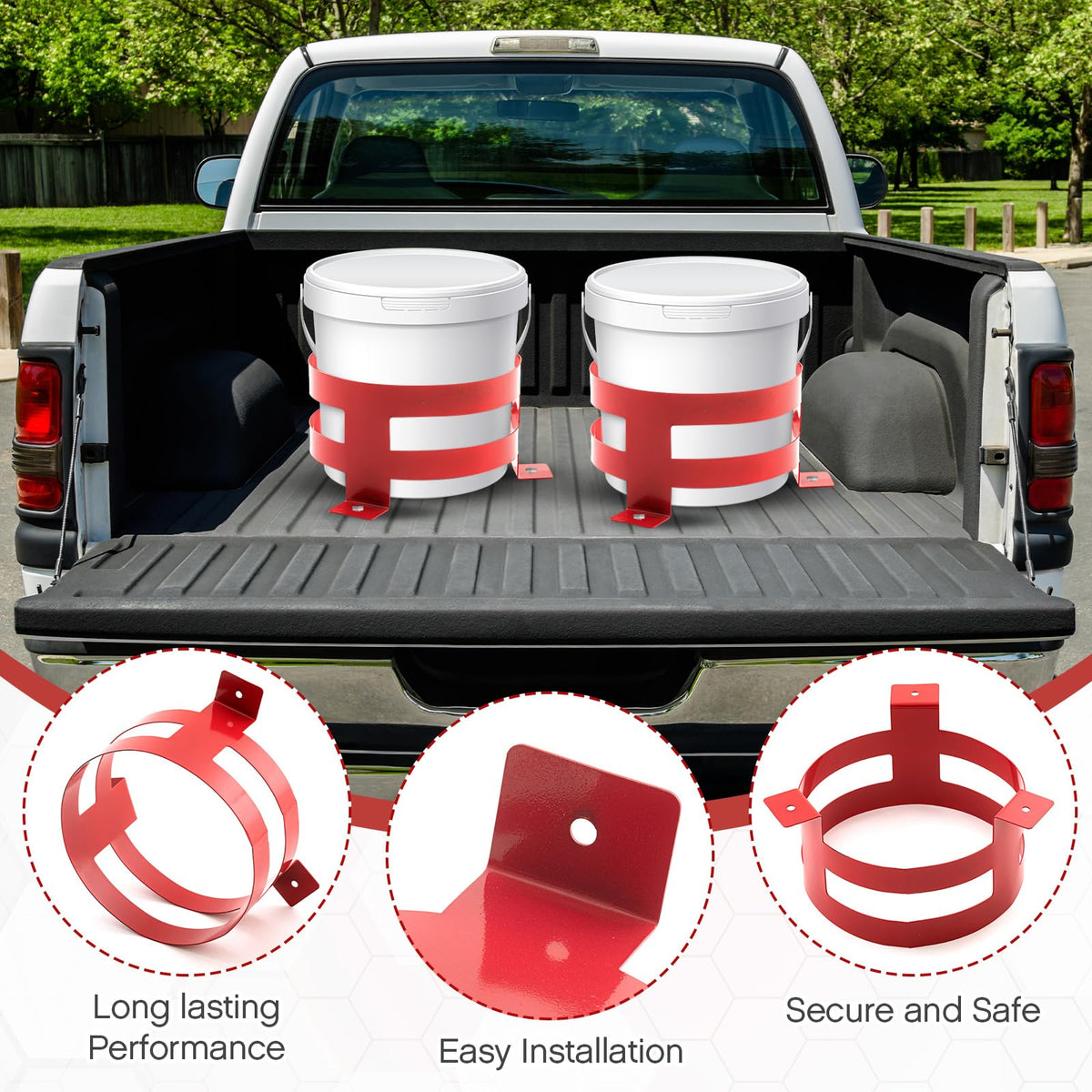 2 Pcs 5 Gallon Red Bucket Holder Mount F3852