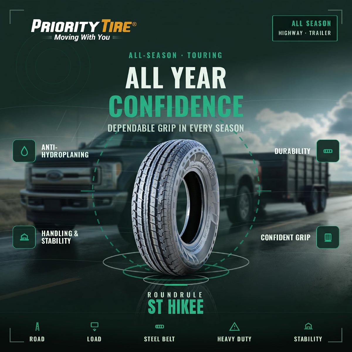 2 x ST205/75R15 All Season 10 Ply Tires F681769
