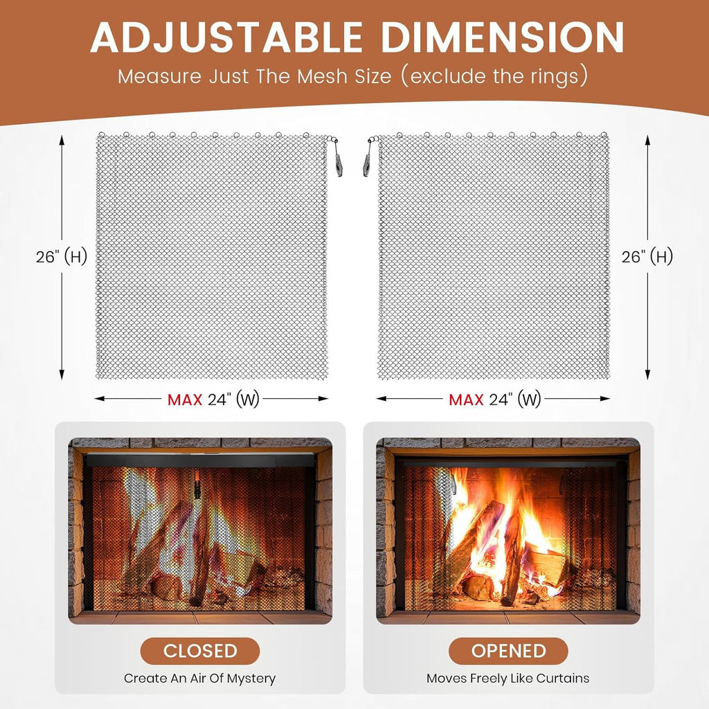 26x24 Inch 2 Pcs Fireplace Screen Mesh D54040