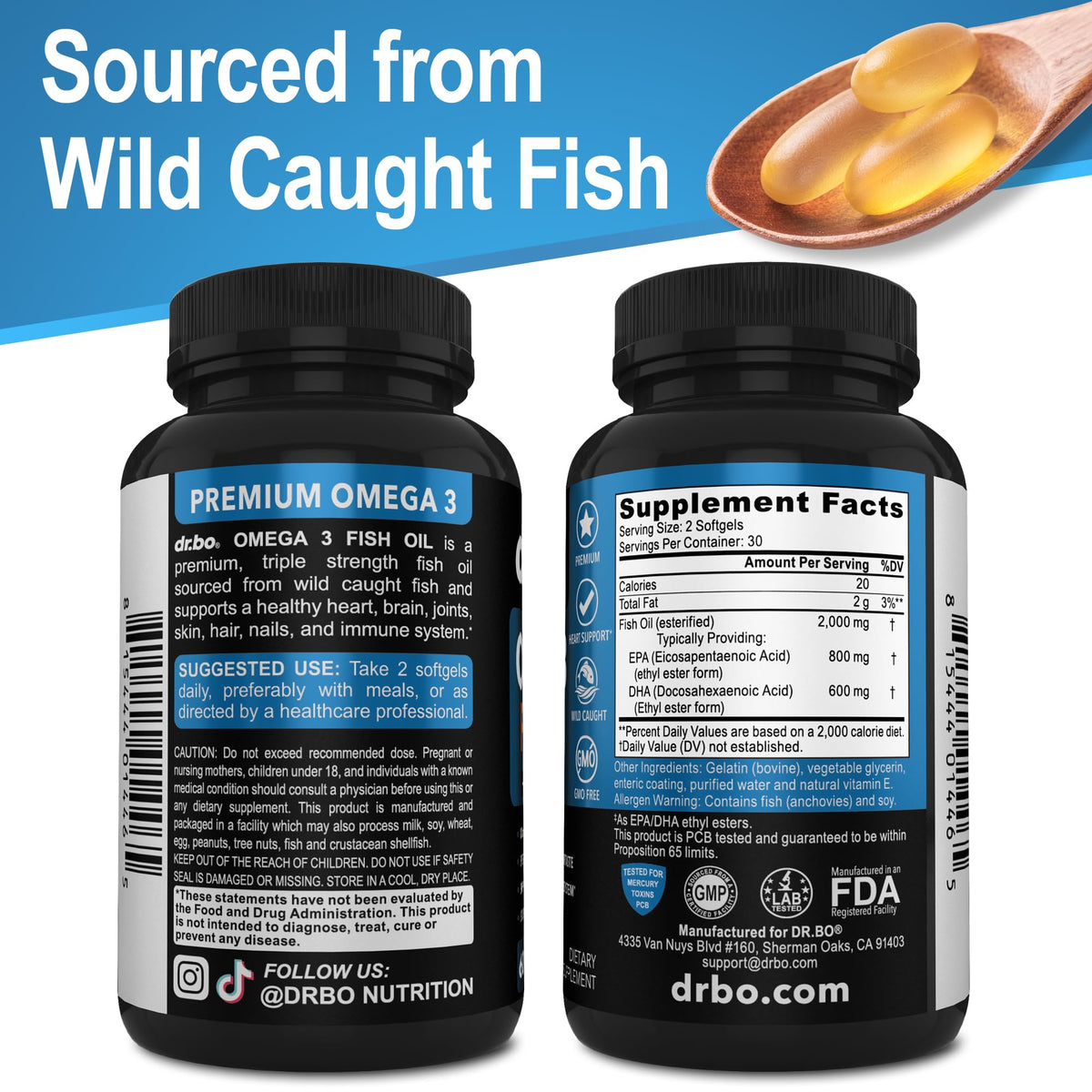 Omega 3 Fish Oil 2000mg EPA DHA 60 Softgels Y54848