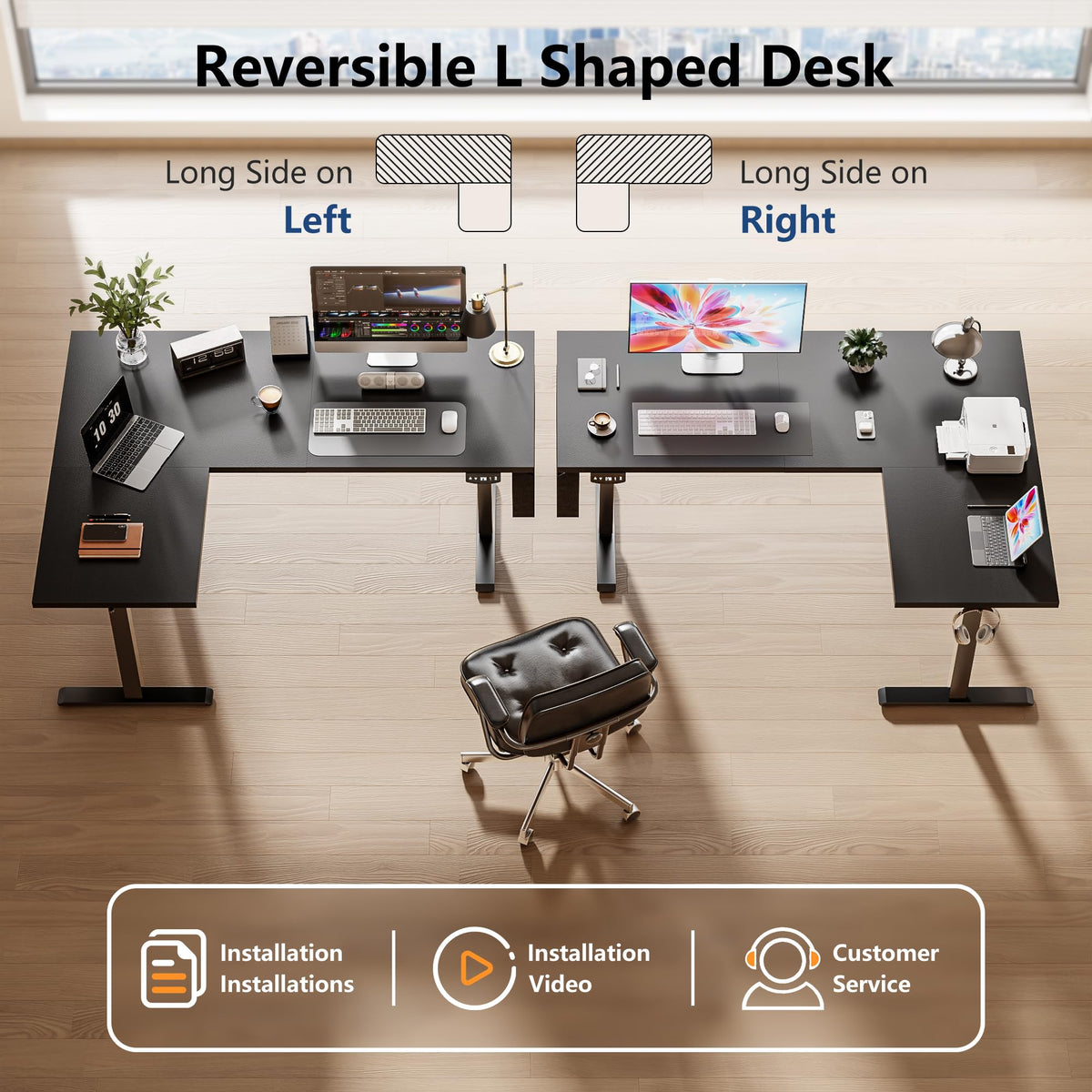 63" L Shaped Height Adjustable Standing Desk Y5475