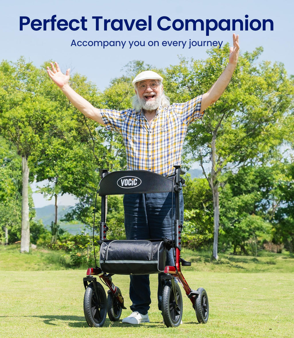 Walkers for Seniors with Seat Outdoor Rollator 12'' All Terrain I9114