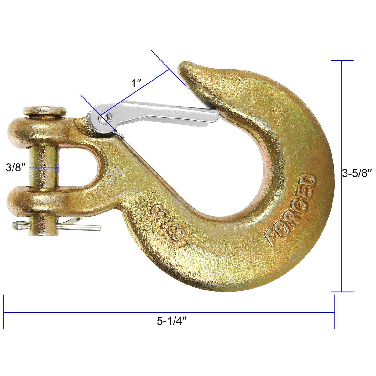 3/8 Inch Clevis Slip Hook with Safety Latch, 18000 Lb Capacity U970537