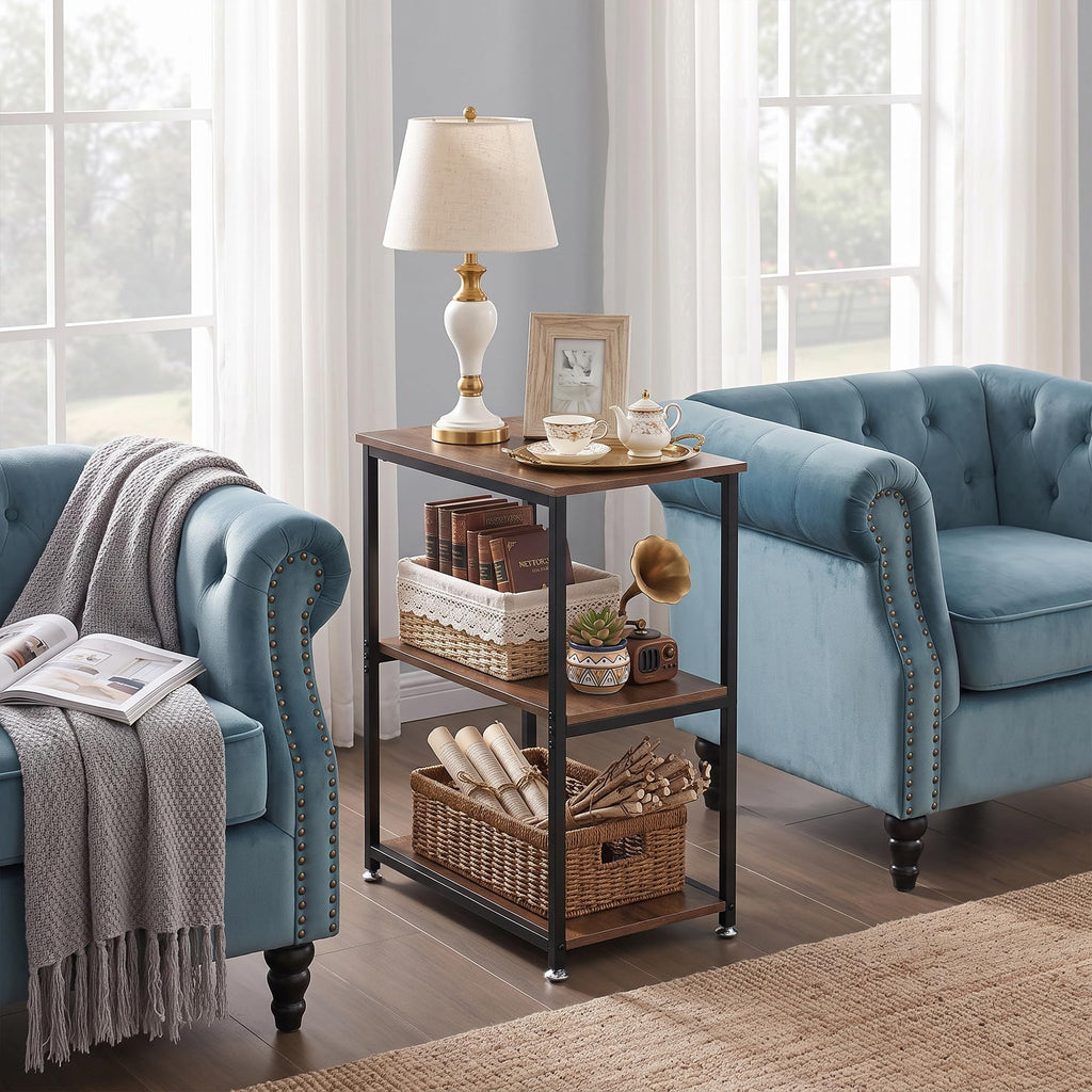 Tall End Side Table with 3-Tier Storage Shelf S792