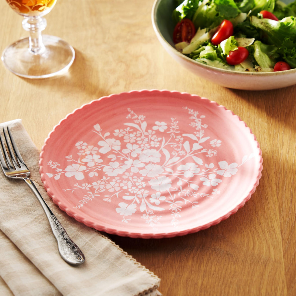 12-Piece Pink Bamboo Melamine Dinnerware Set U175961