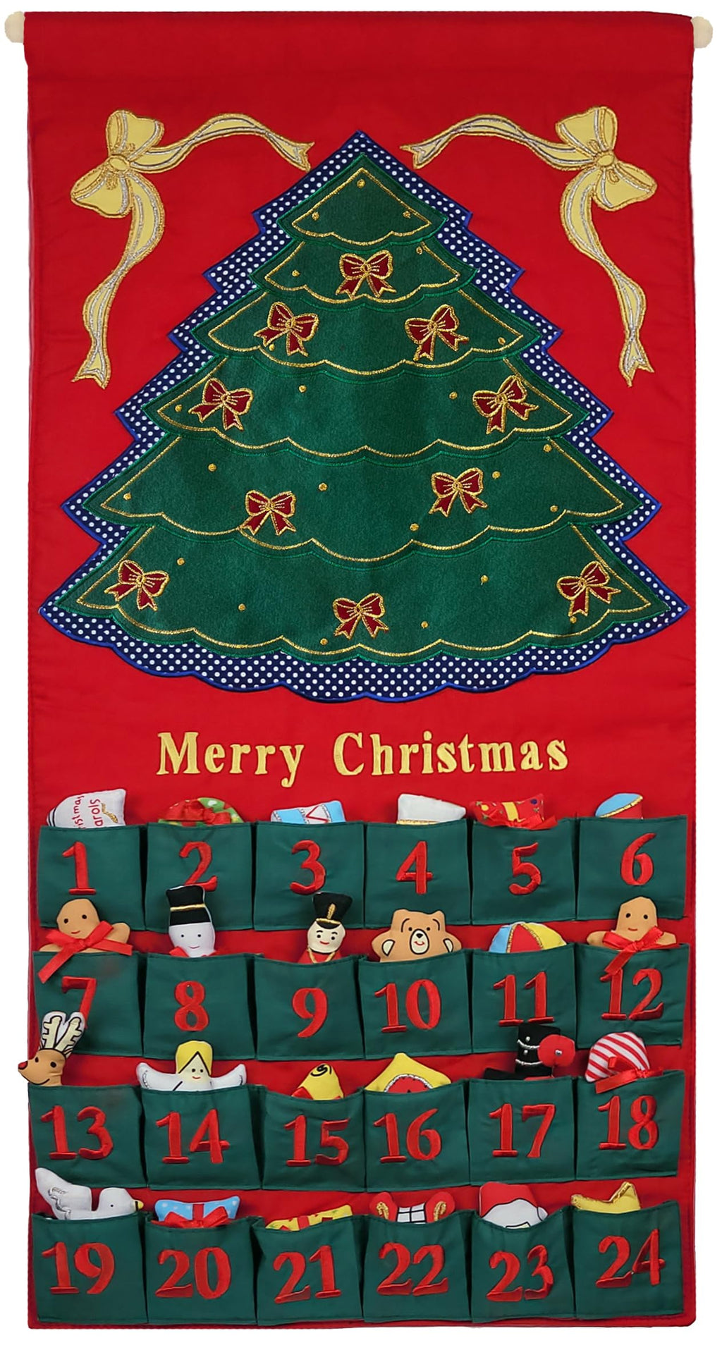 Christmas Advent Calendar with 24 Cloth Ornaments X197001
