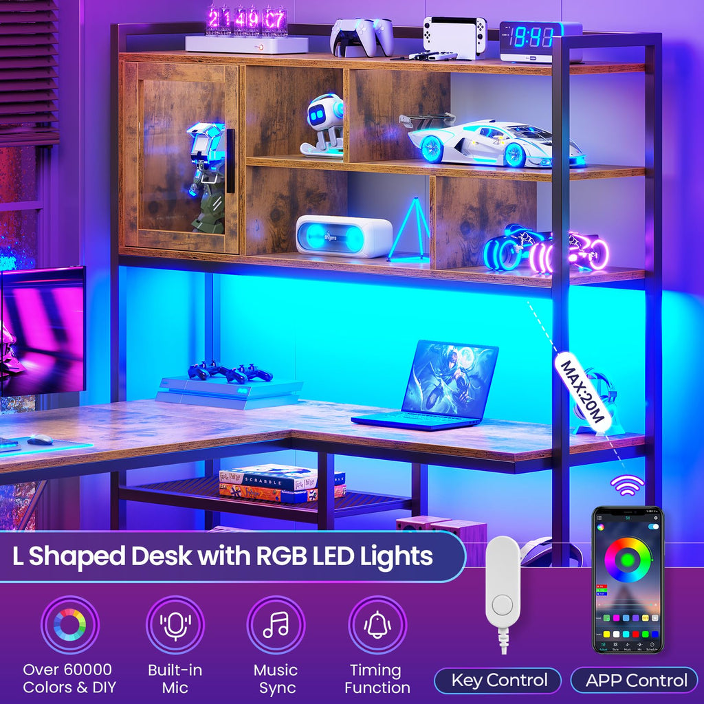L Shaped Computer Desk with Storage Shelves V7891