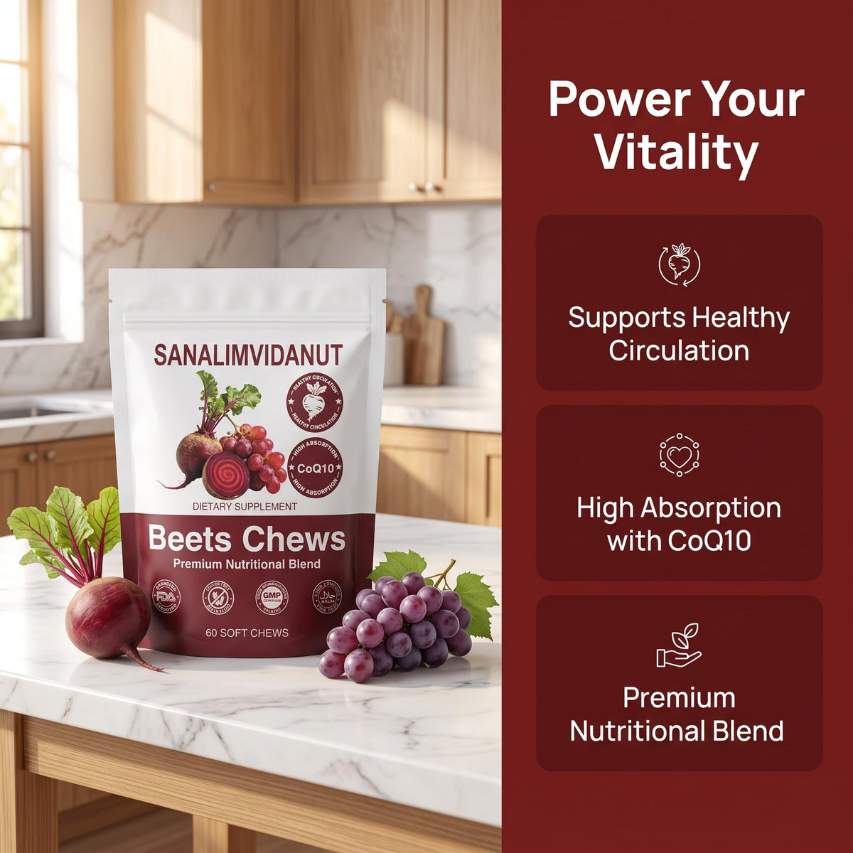 Beet Chews 4-in-1, 60 Count E801805