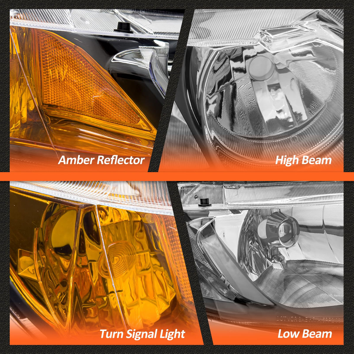 2006-2011 Honda Civic Black Clear Headlights Assembly Pair V474121
