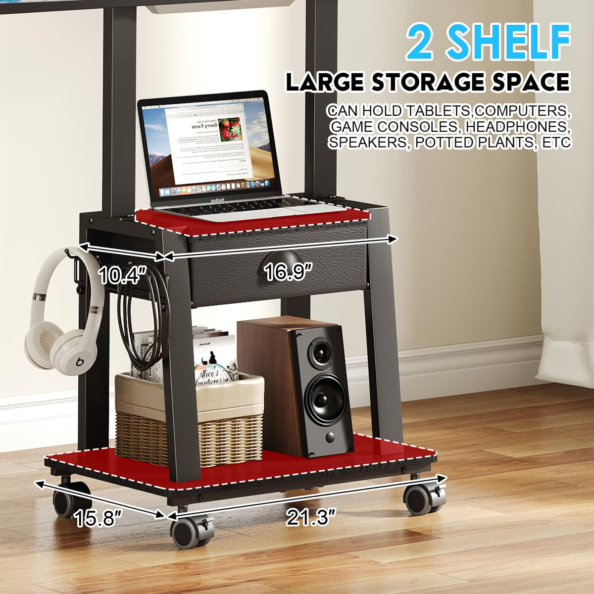 23-60 Inch Mobile TV Stand with Drawer G334