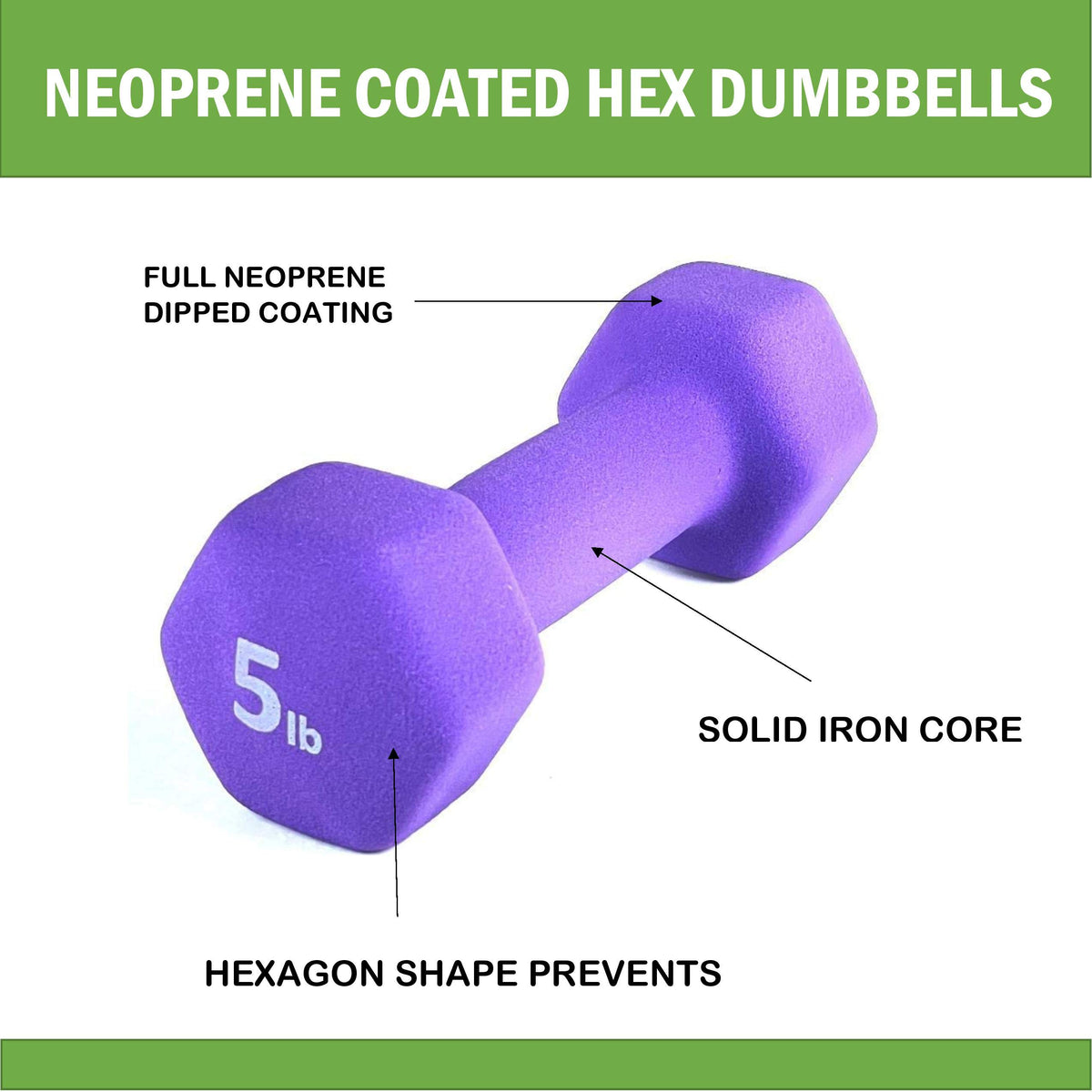 Black 10LB Set of 2 Neoprene Coated Hex Dumbbell V393135