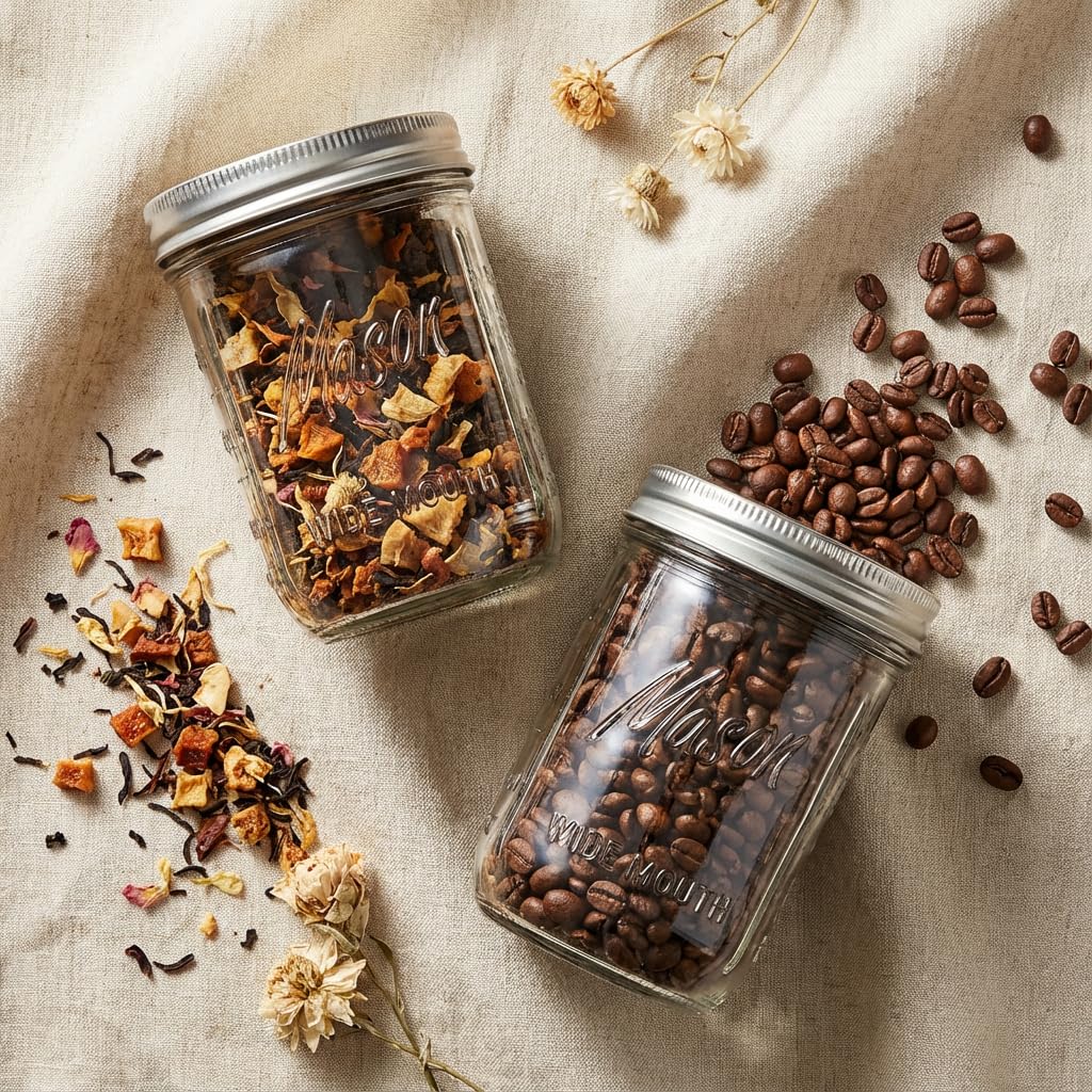 12 Pack 16 oz Wide Mouth Glass Mason Jars with Lids B66540