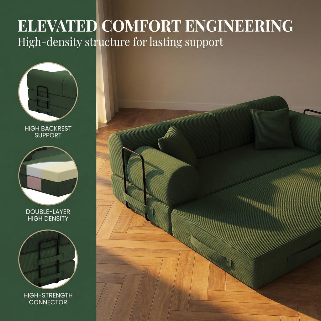 Light Gray Corduroy Convertible Sofa Bed G629