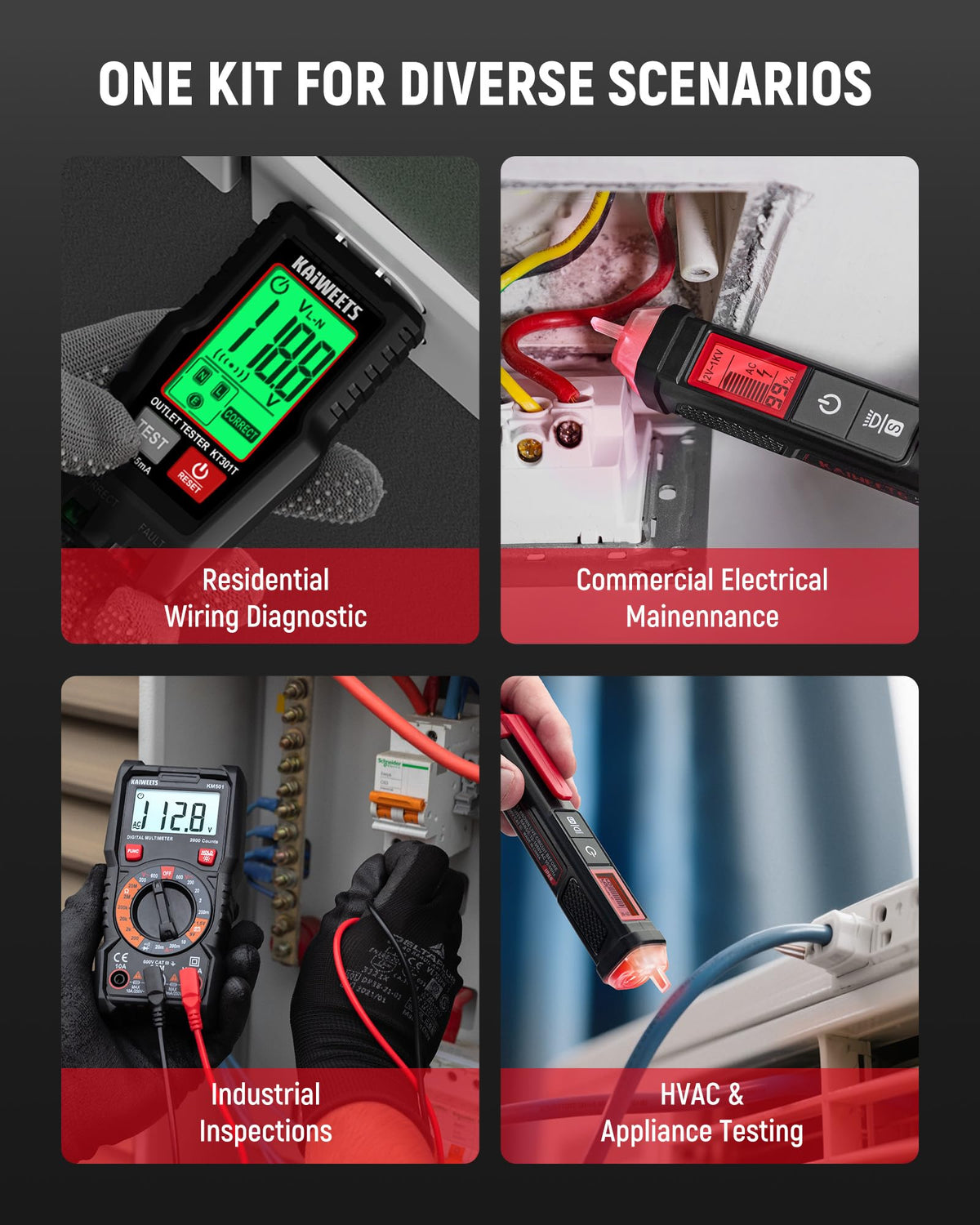 Digital Multimeter Non-Contact Voltage Tester GFCI Outlet Tester Kit X97932