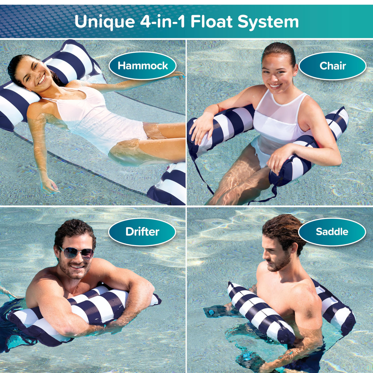 Light Blue, Navy & Burgundy/White Stripe 3-Pack Pool Float I6317
