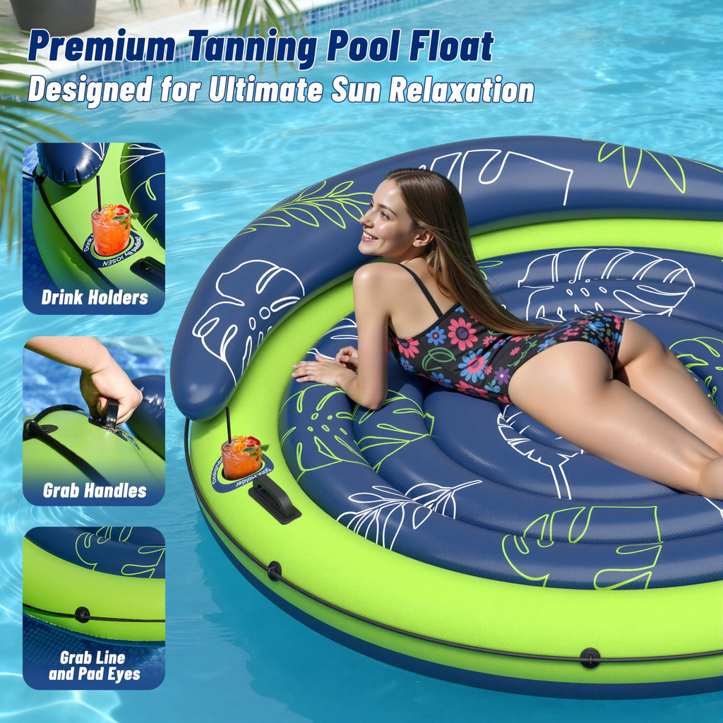 Inflatable Tanning Pool Float with Cup Holders U57017