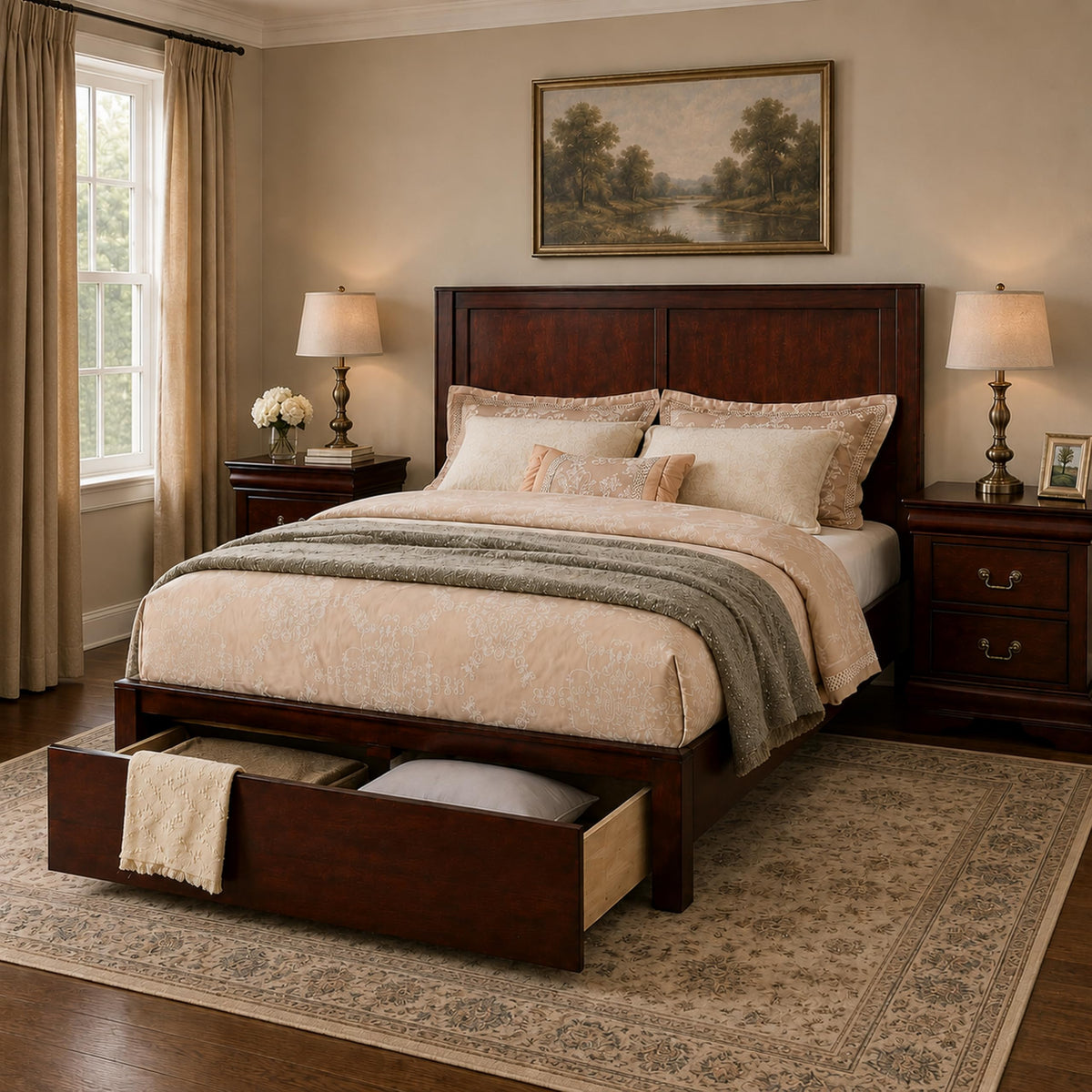 California King Bedroom Set 3 Piece with 2 Nightstands O54086