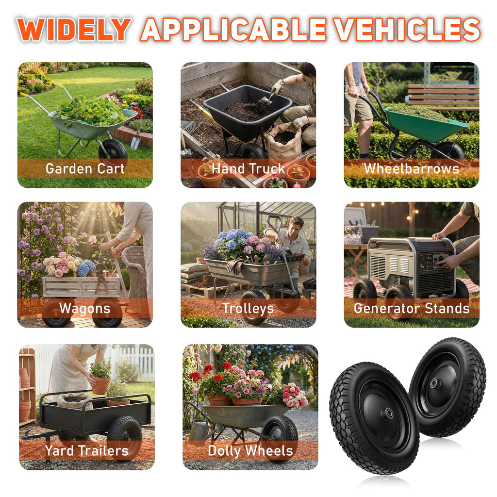 4.80/4.00-8 Flat Free Wheelbarrow Tire and Wheel C82592