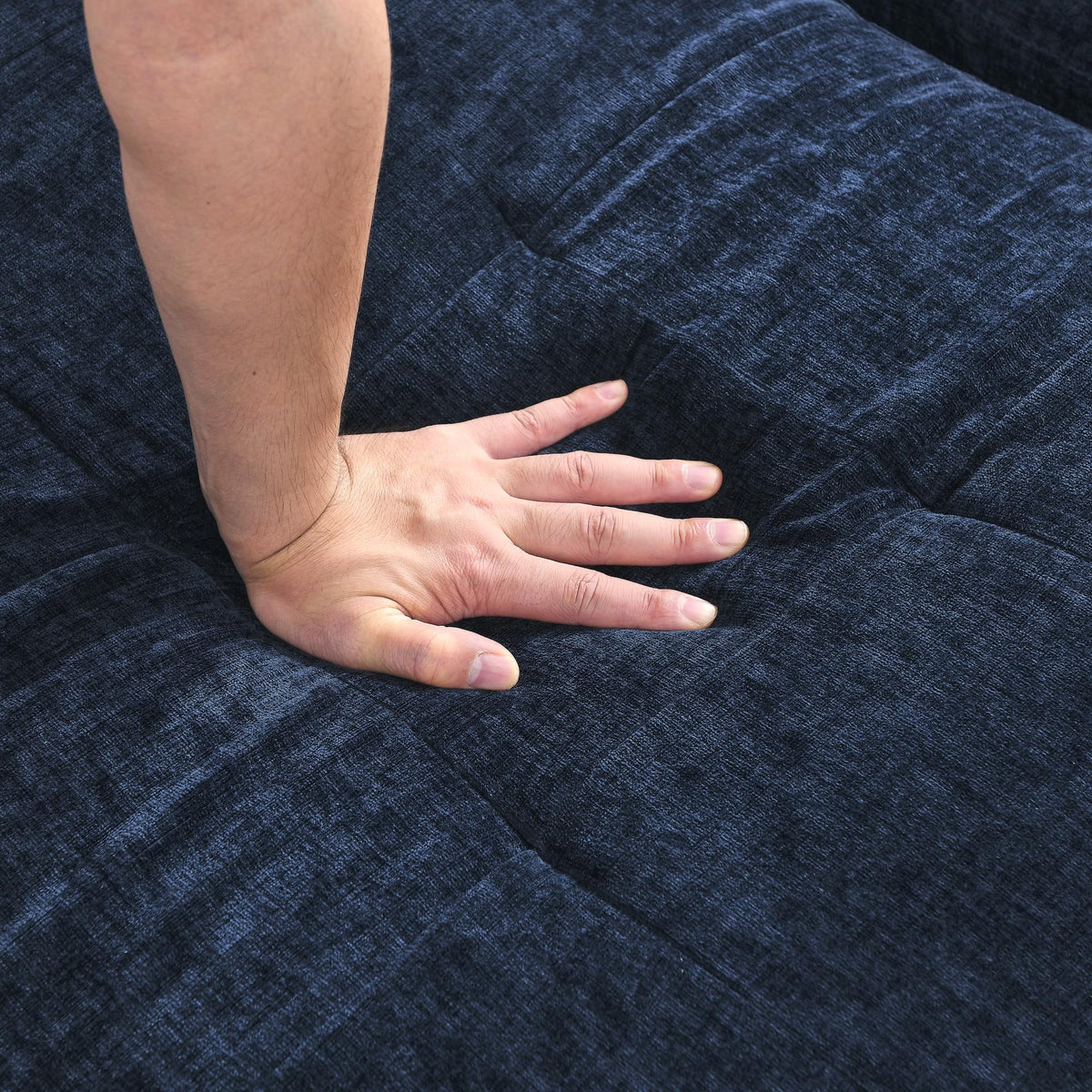 108'' Chenille Navy Blue L-Shaped Sectional Sofa with Storage Ottoman M831