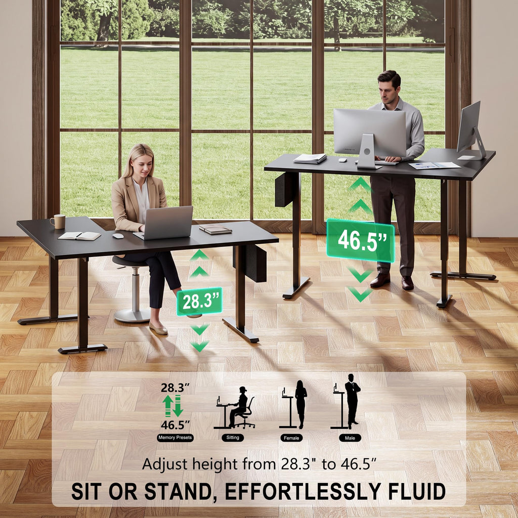 63" L Shaped Height Adjustable Standing Desk Y5475