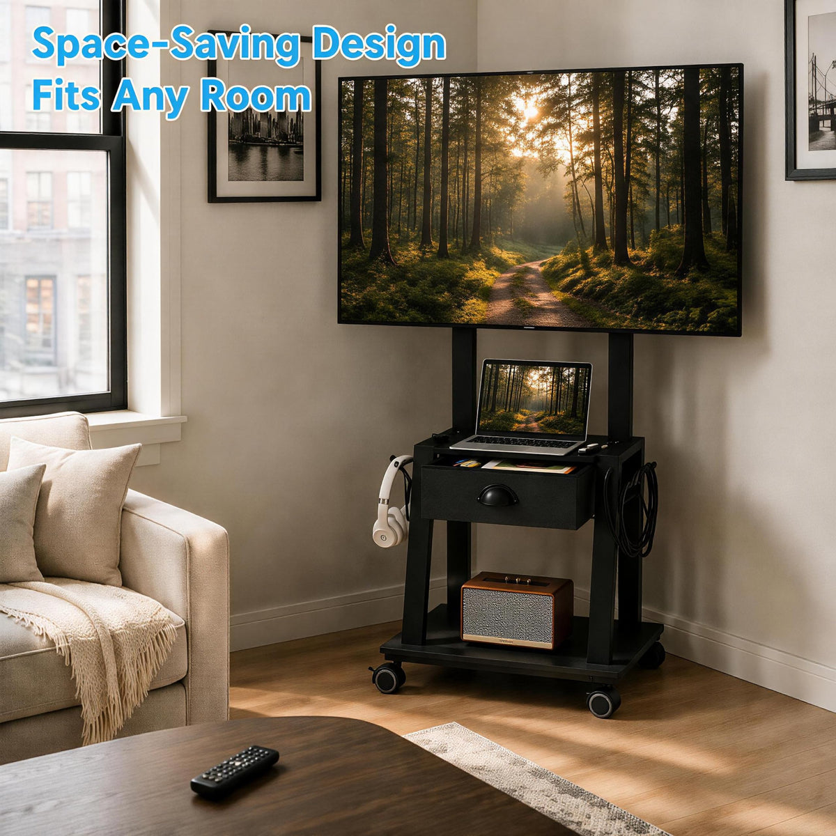 23-60 Inch Mobile TV Stand with Drawer G334