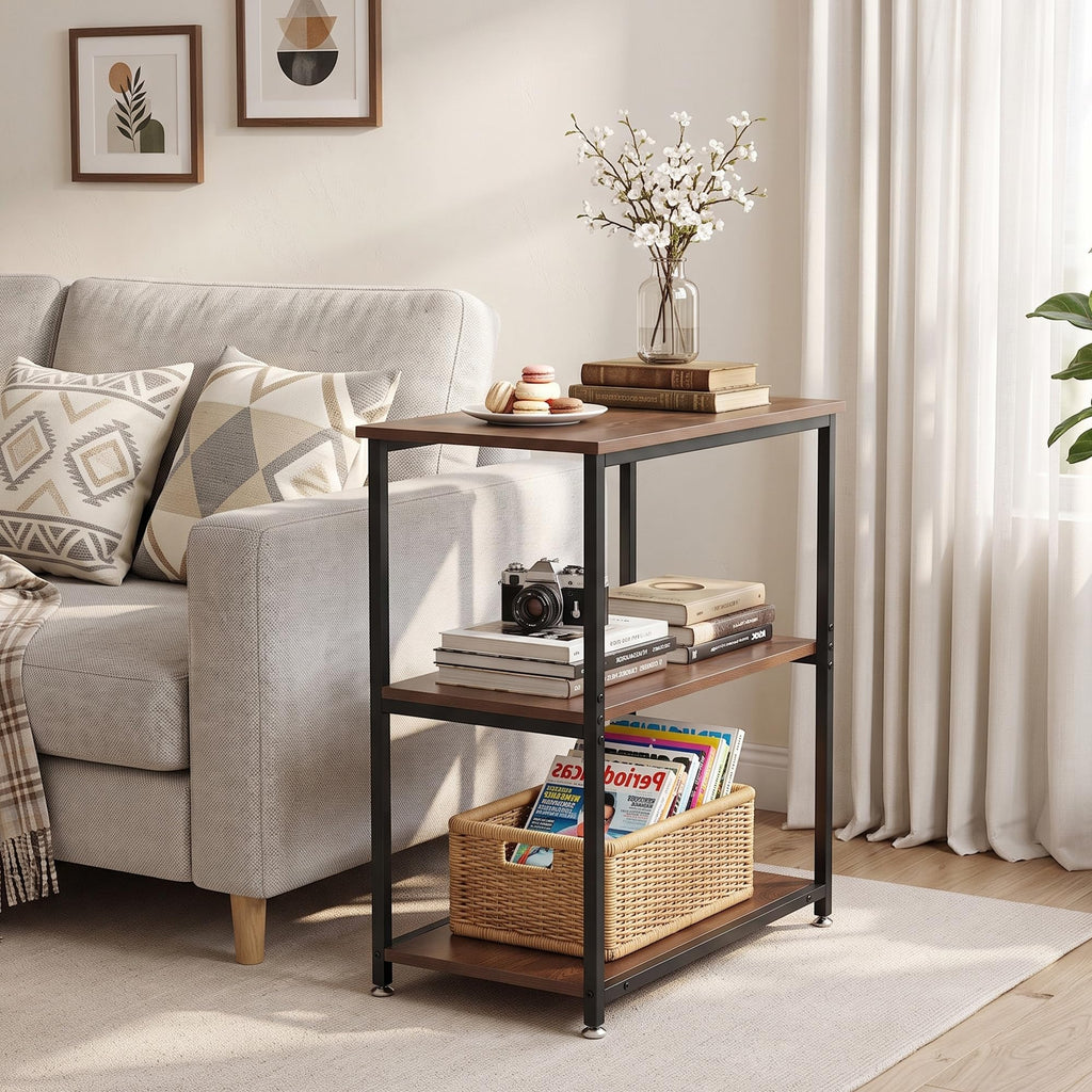 Tall End Side Table with 3-Tier Storage Shelf S792