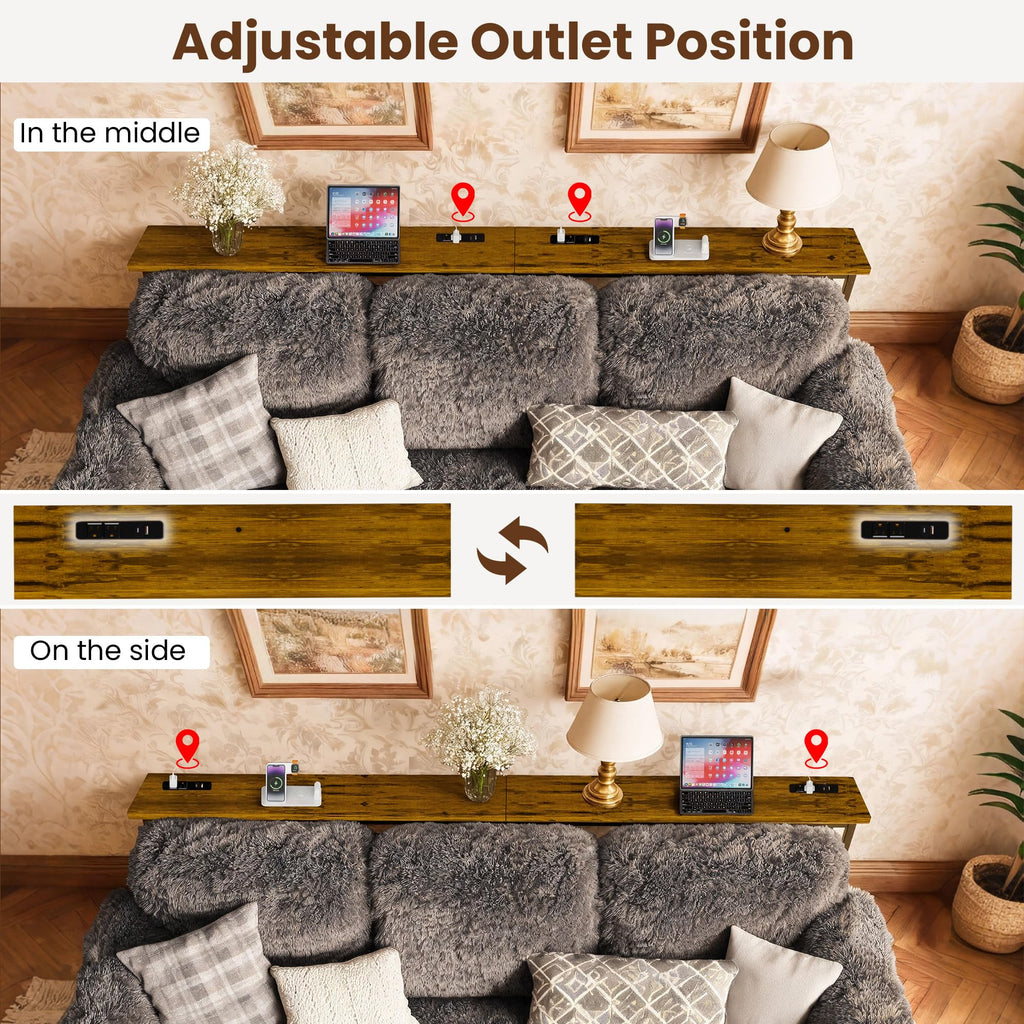 102 Inch Narrow Sofa Table with Power Outlets Y490532