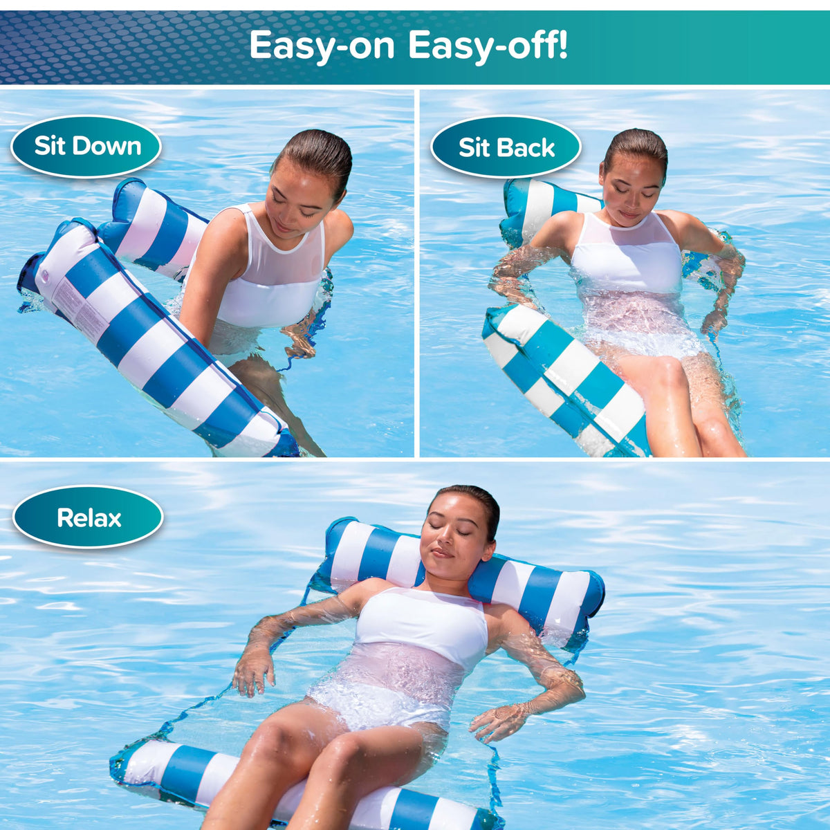 Light Blue, Navy & Burgundy/White Stripe 3-Pack Pool Float I6317